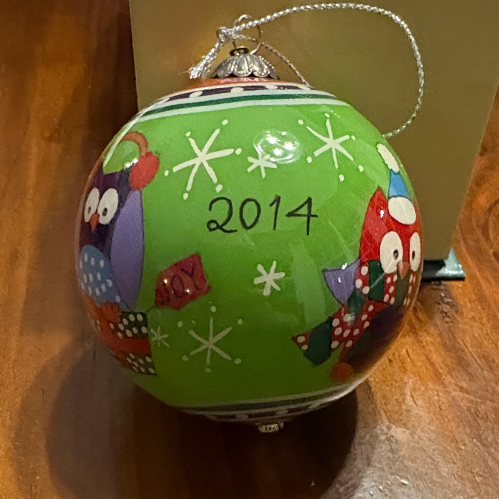 Li Bien 2014 Pier 1 Festive Green Owl Ornament